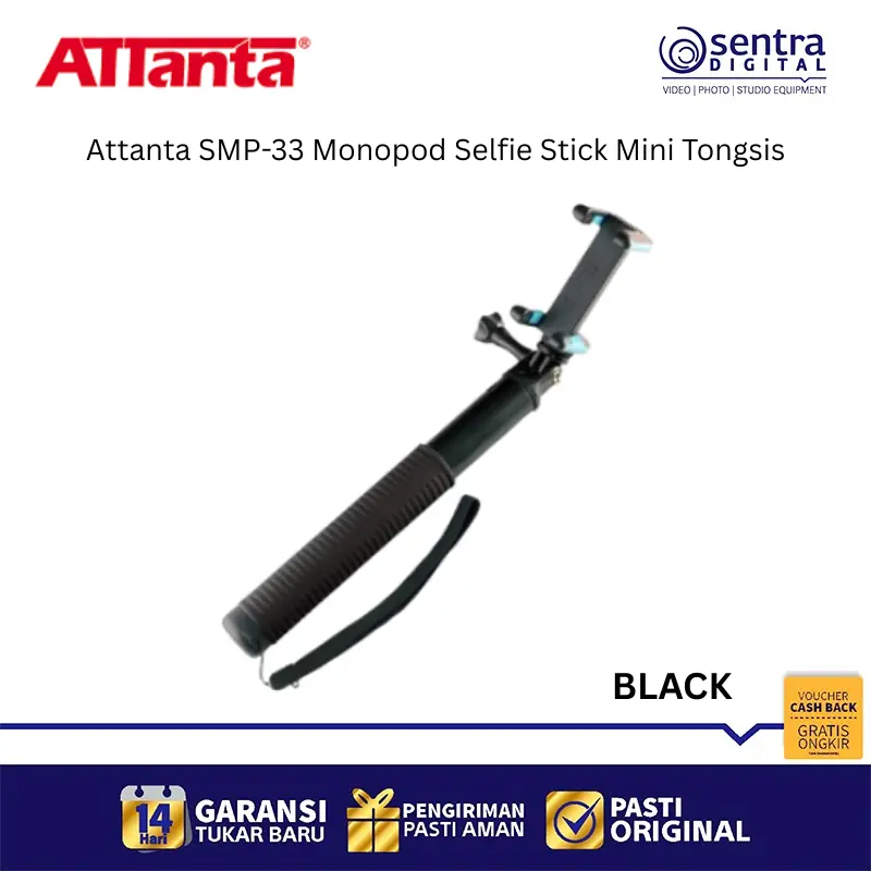 Attanta SMP-33 Monopod Selfie Stick Mini Tongsis - Black