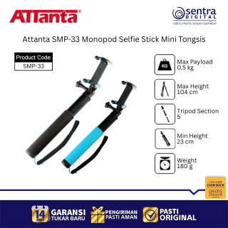 Attanta SMP-33 Monopod Selfie Stick Mini Tongsis - Blue
