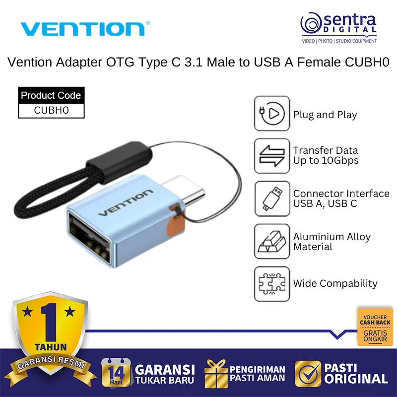 Vention Adapter OTG Type C 3.1 Male to USB A Female | CUBH0 Adapter