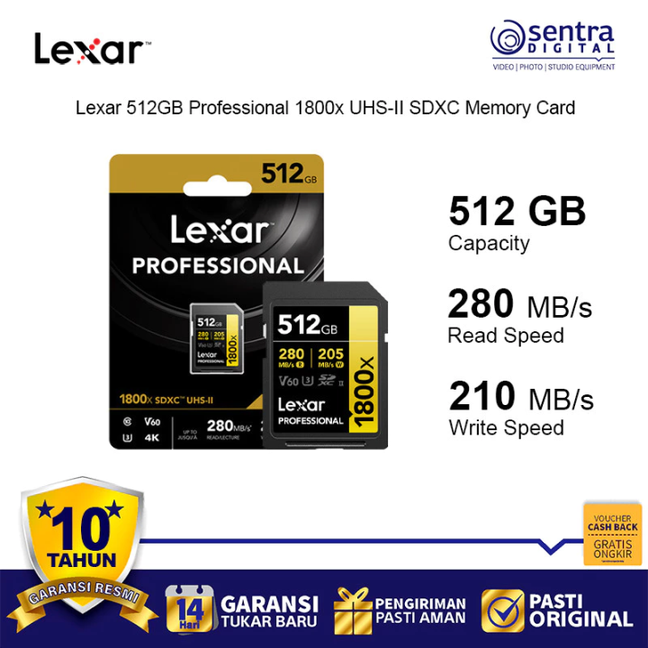 Lexar SD Card UHS-II V60 Gold Edition 512GB 280MB/s 1800x