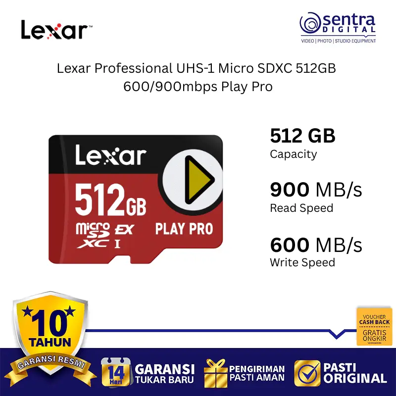 Lexar Professional UHS-I Micro SDXC 512GB 600/900mbps Play Pro