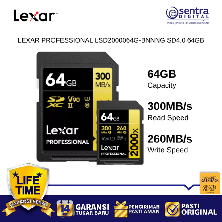 LEXAR PROFESSIONAL 64GB 2000x UHS-II SD Card 300MB/s Reliable Storage for High-Resolution Footage