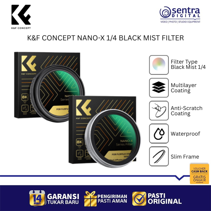 K&F Concept 1/4 Black Mist Filter NANO-X for Fuji X100VI X100V Cinematic Glow Effect Anti-Scratch Silver