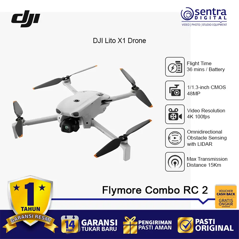 DJI Lito X1 Foldable Compact Cinematic Drone - Flymore Combo RC 2