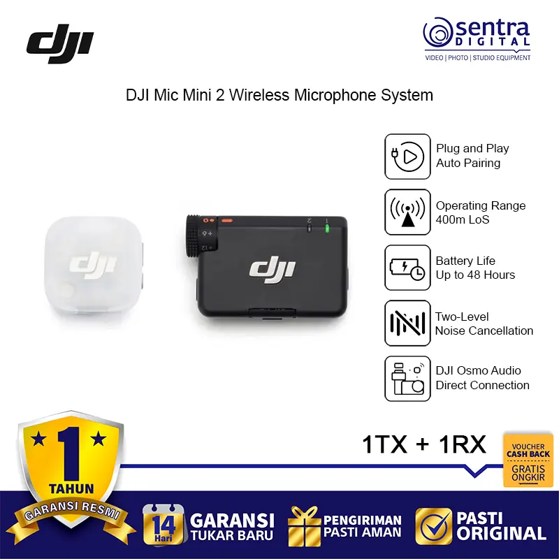 DJI Mic Mini 2 2-Person Compact 2.4 GHz Wireless Microphone System ( 1 TX - 1 RX )