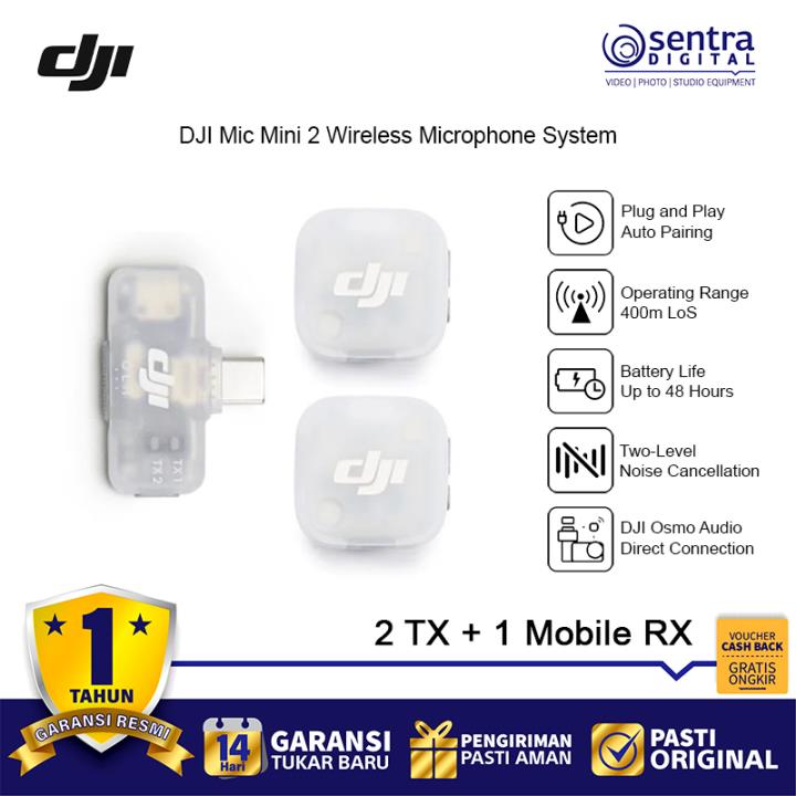 DJI Mic Mini 2 2-Person Compact 2.4 GHz Wireless Microphone System ( 2 TX & 1 Mobile RX with Charging Case )