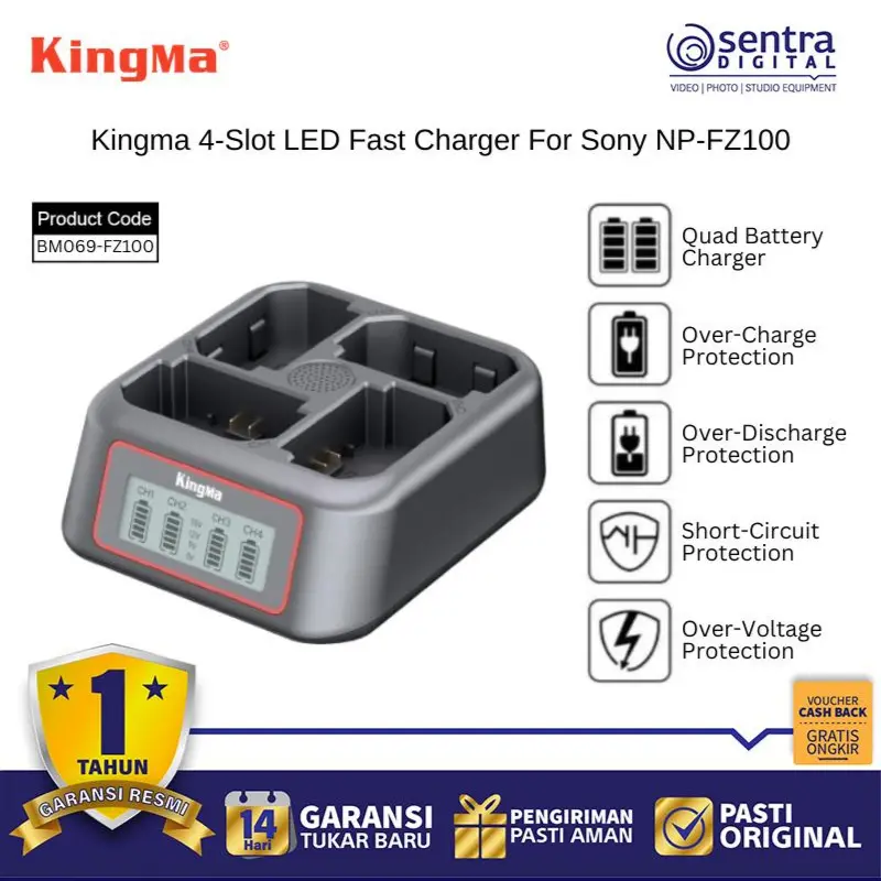 Kingma 4-Slot LED Fast Charger For Sony NP-FZ100 - BM069-FZ100