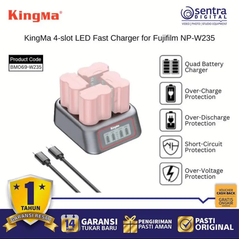 KingMa 4-slot LED Fast Charger for Fujifilm NP-W235 (BM069-W235)