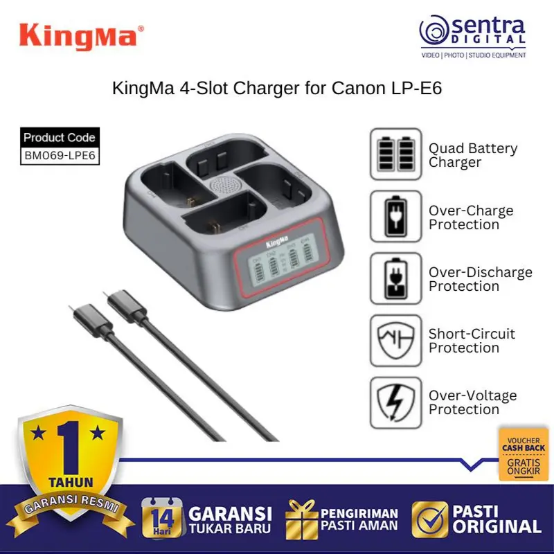 KingMa 4-Slot Charger for Canon LP-E6 (BM069-LPE6)