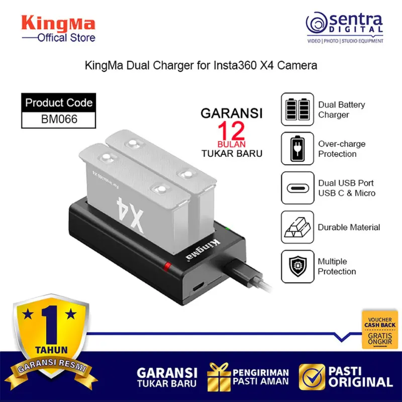 KingMa BM066 Dual Charger for Insta360 X4 Actioncam