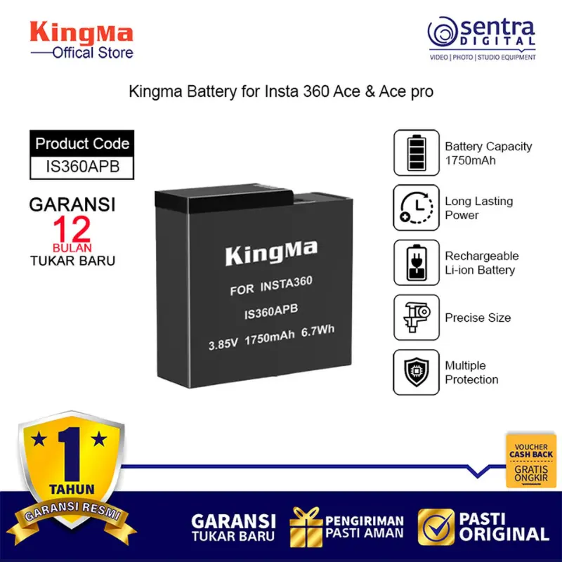 Kingma Battery IS260APB for Insta360 Ace & Ace pro Actioncam 1750mAh
