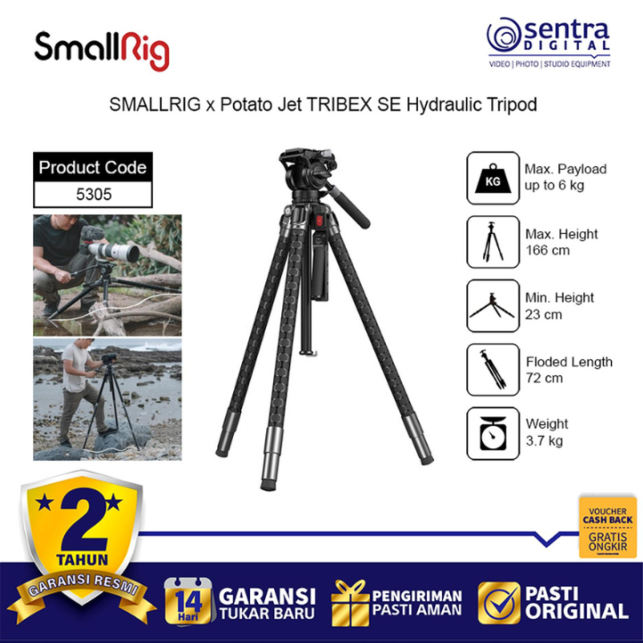 SmallRig X Potato Jet Tribex SE Hydraulic Aluminium Video Tripod with Fluidhead 5305